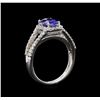 Image 4 : 1.53 ctw Tanzanite and Diamond Ring - 14KT White Gold