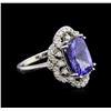 Image 1 : 3.67 ctw Tanzanite and Diamond Ring - 14KT White Gold