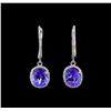 Image 1 : 4.86 ctw Tanzanite and Diamond Earrings - 14KT White Gold