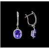 Image 2 : 4.86 ctw Tanzanite and Diamond Earrings - 14KT White Gold