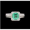 Image 2 : 1.09 ctw Emerald and Diamond Ring - 14KT White Gold