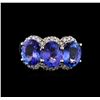 Image 2 : 6.63 ctw Tanzanite and Diamond Ring - 14KT White Gold