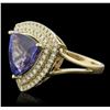 Image 1 : 14KT Yellow Gold 4.45 ctw Tanzanite and Diamond Ring