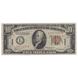 1934 $10 Hawaii Federal Reserve Note Currency