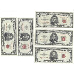 1963 $5 Red Seal Bill Lot of 10