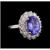 Image 1 : 5.70 ctw Tanzanite and Diamond Ring - 14KT White Gold