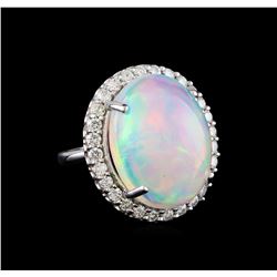 17.50 ctw Opal and Diamond Ring - 14KT White Gold