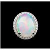 Image 2 : 17.50 ctw Opal and Diamond Ring - 14KT White Gold