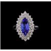 Image 2 : 2.22 ctw Tanzanite and Diamond Ring - 14KT White Gold