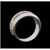Image 4 : 2.04 ctw Multi Color Sapphire and Diamond Ring - 14KT White Gold