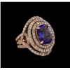 Image 1 : 14KT Rose Gold 6.83 ctw Tanzanite and Diamond Ring