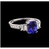 Image 1 : 14KT White Gold 1.28 ctw Tanzanite and Diamond Ring