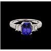 Image 2 : 14KT White Gold 1.28 ctw Tanzanite and Diamond Ring