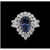 Image 2 : 18KT White Gold 3.67 ctw Tanzanite and Diamond Ring