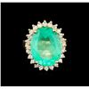 Image 2 : 10.45 ctw Emerald and Diamond Ring - 14KT Yellow Gold