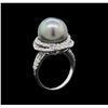 Image 4 : Pearl and Diamond Ring - 14KT White Gold