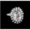 Image 1 : 4.42 ctw Aquamarine and Diamond Ring - 14KT White Gold