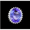 Image 2 : 14.43 ctw Tanzanite and Diamond Ring - 14KT White Gold