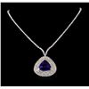 Image 1 : 18KT White Gold 24.23 ctw Tanzanite and Diamond Necklace