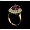 Image 4 : 6.85 ctw Ruby and Diamond Ring - 14KT Yellow Gold