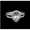 Image 2 : 1.47 ctw Aquamarine and Diamond Ring - 14KT White Gold
