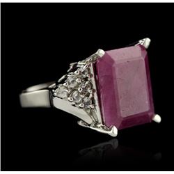 SILVER 15.72 ctw Ruby and White Topaz Ring