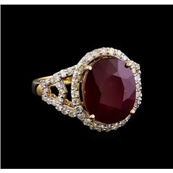 10.42 ctw Ruby and Diamond Ring - 14KT Yellow Gold