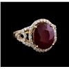 Image 1 : 10.42 ctw Ruby and Diamond Ring - 14KT Yellow Gold