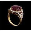Image 4 : 10.42 ctw Ruby and Diamond Ring - 14KT Yellow Gold