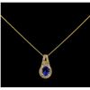Image 1 : 2.35 ctw Tanzanite and Diamond Pendant With Chain - 14KT Yellow Gold