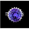 Image 2 : 9.58 ctw Tanzanite and Diamond Ring - 14KT White Gold