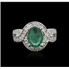 Image 2 : 14KT White Gold 2.07 ctw Emerald and Diamond Ring