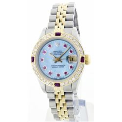 Rolex Two-Tone Diamond and Ruby DateJust Ladies Watch