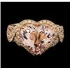 Image 2 : 5.34 ctw Morganite and Diamond Ring - 14KT Rose Gold