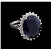 Image 1 : 11.24 ctw Blue Sapphire and Diamond Ring - 14KT White Gold
