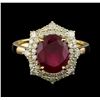 Image 2 : 3.52 ctw Ruby and Diamond Ring - 14KT Yellow Gold