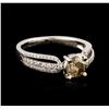Image 2 : 1.01 ctw Brown Diamond Ring - 18KT White Gold
