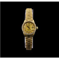 Rolex 18KT Gold President Diamond DateJust Ladies Watch