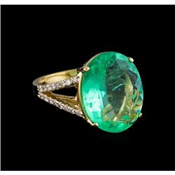 6.78 ctw Emerald and Diamond Ring - 14KT White Gold