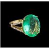 Image 1 : 6.78 ctw Emerald and Diamond Ring - 14KT White Gold
