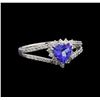 Image 1 : 0.74 ctw Tanzanite and Diamond Ring - 14KT White Gold