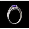 Image 4 : 0.74 ctw Tanzanite and Diamond Ring - 14KT White Gold