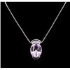 Image 1 : 14KT White Gold 80.22 ctw Kunzite and Diamond Pendant With Chain