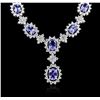 Image 1 : 14KT White Gold 10.44 ctw Tanzanite and Diamond Necklace