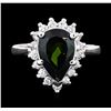 Image 2 : 14KT White Gold 3.07 ctw Green Tourmaline and Diamond Ring