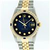 Image 1 : Rolex Two-Tone Diamond Blue Vignette and Sapphire DateJust Men's Watch