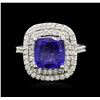 Image 2 : 14KT White Gold 3.67 ctw Tanzanite and Diamond Ring