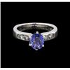 Image 2 : 1.11 ctw Sapphire and Diamond Ring - Platinum