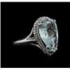 Image 1 : 5.70 ctw Aquamarine and Diamond Ring - 14KT White Gold