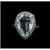 Image 2 : 5.70 ctw Aquamarine and Diamond Ring - 14KT White Gold